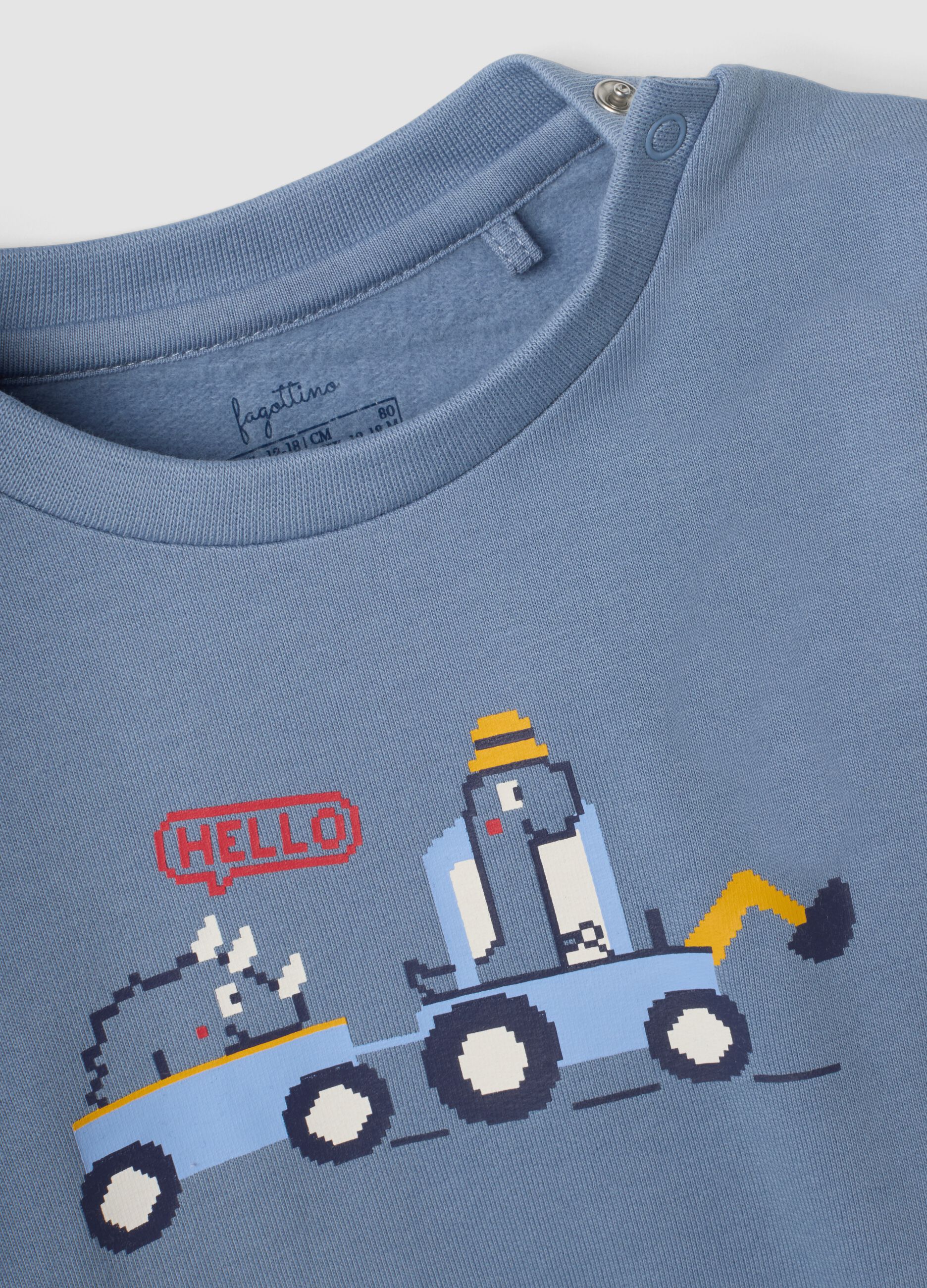 Light blue pure organic cotton crew-neck pyjamas