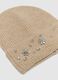 Beige Knitted Beanie Hat with Decorative Elements_2