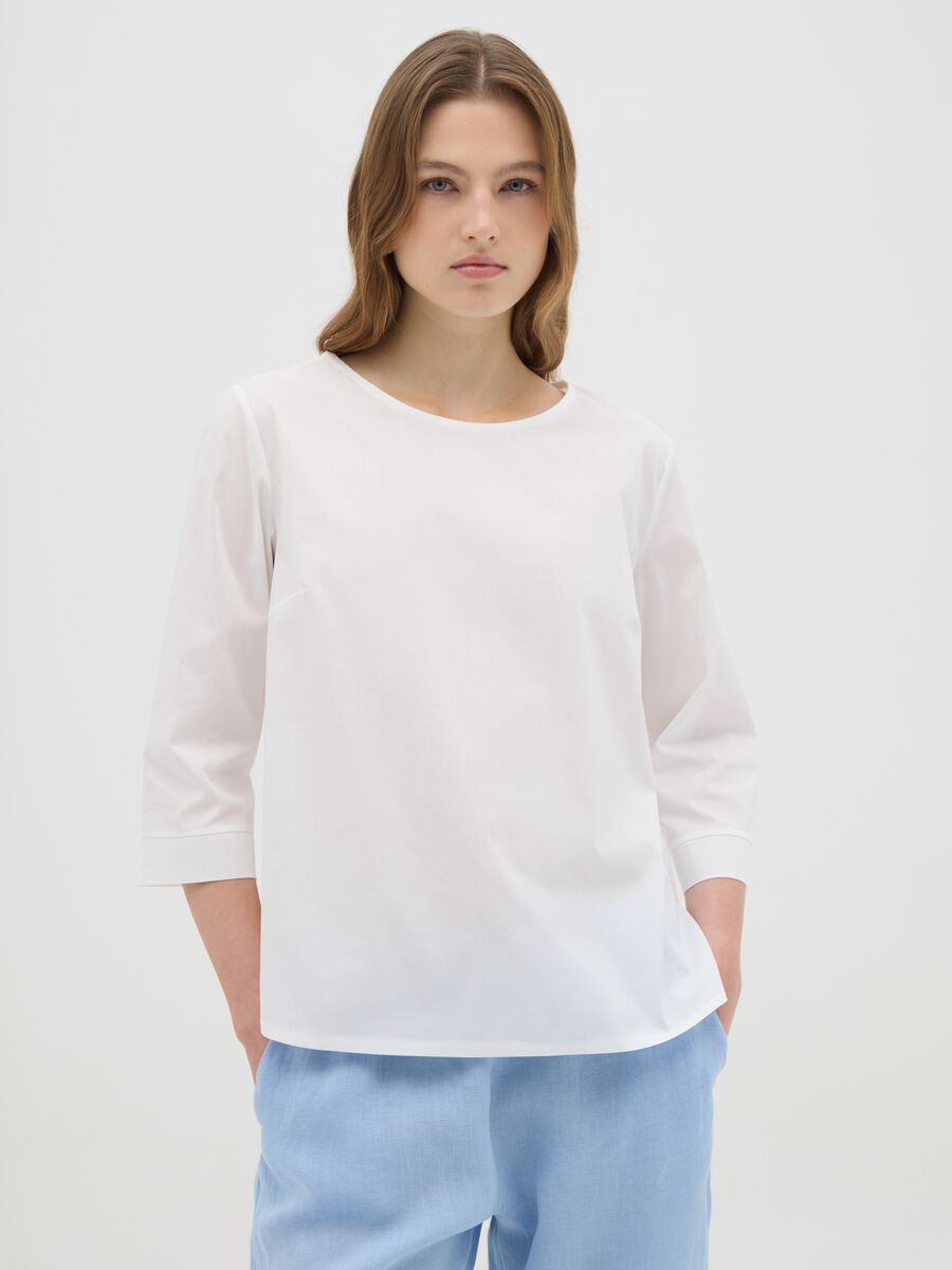White Women's Cotton Blend Regular Fit Top_0