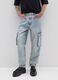 Blue denim baggy jeans with cargo pockets_1