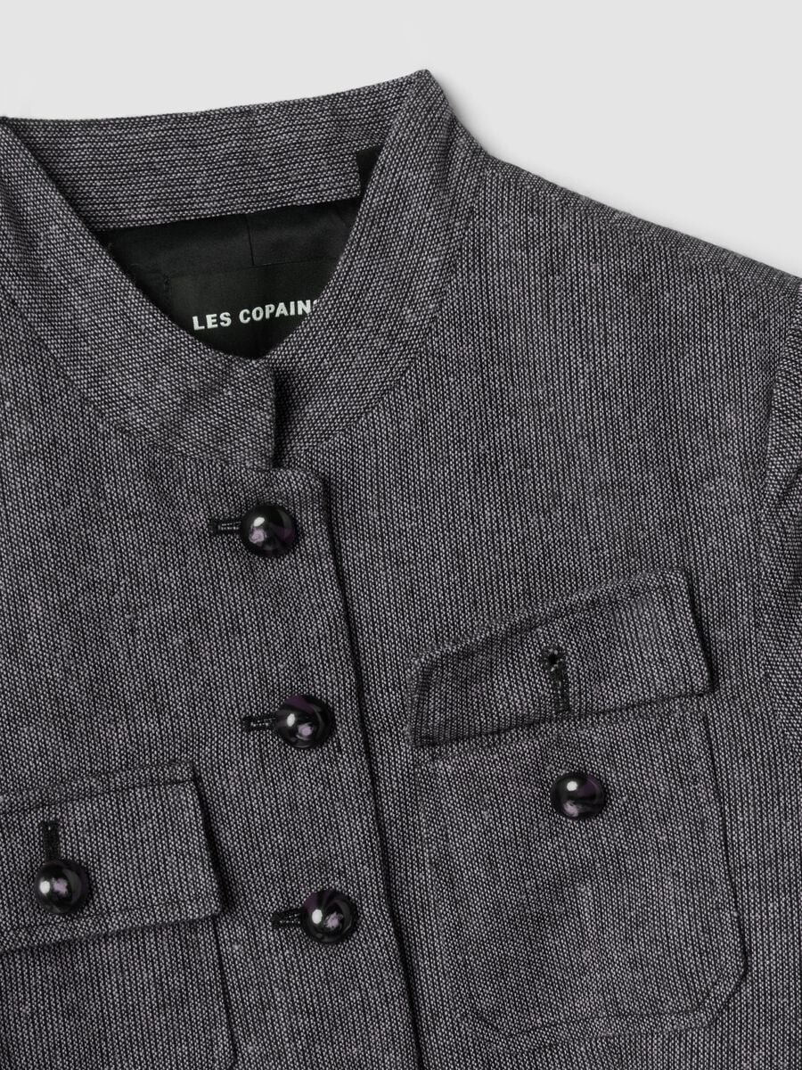 Blazer grigio in misto lana e viscosa slim fit_5