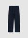 Blue cotton-blend regular fit trousers with elastic waistband_4