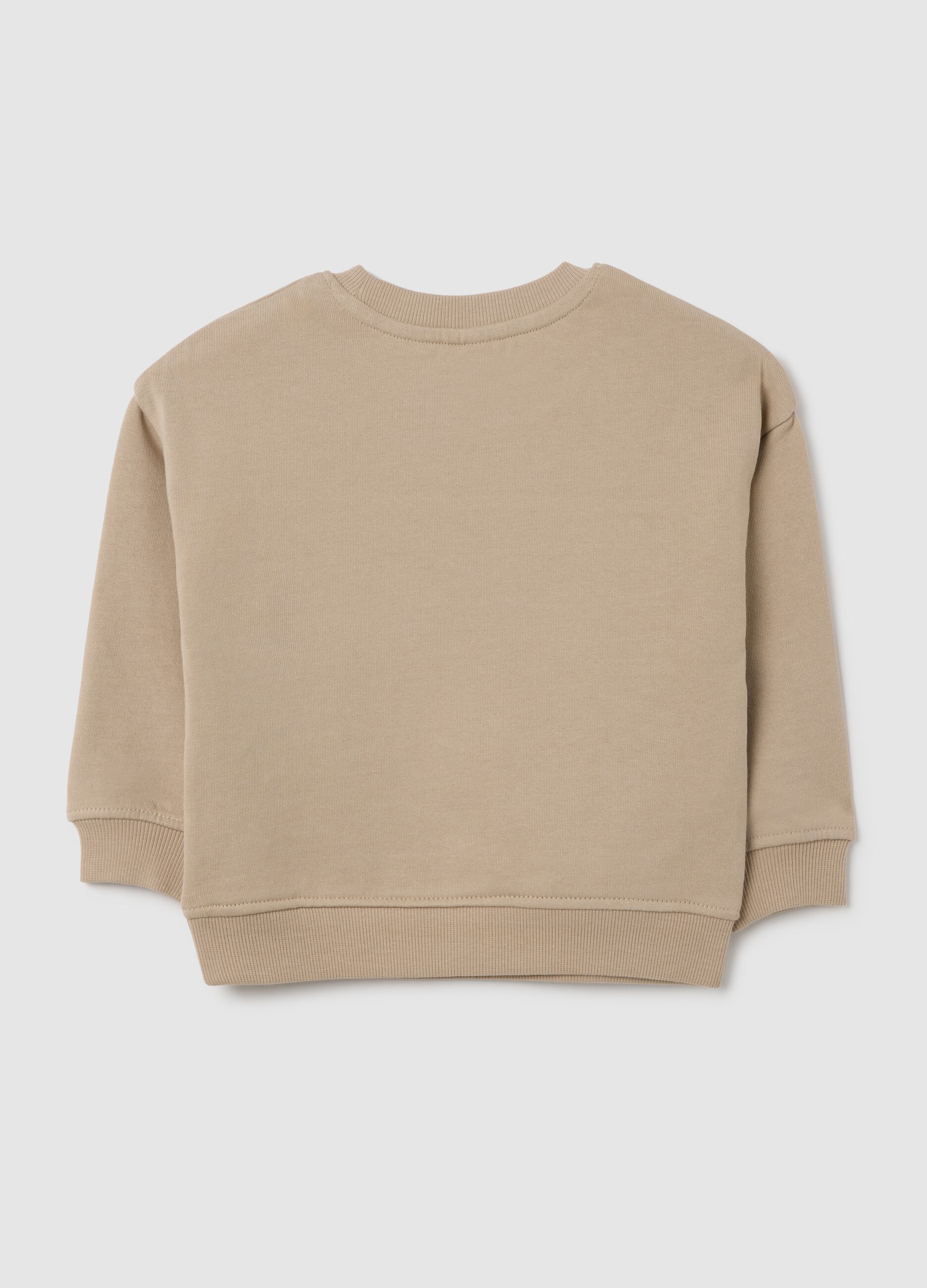 Children's beige pure cotton sweatshirt regular fit with dinosaur