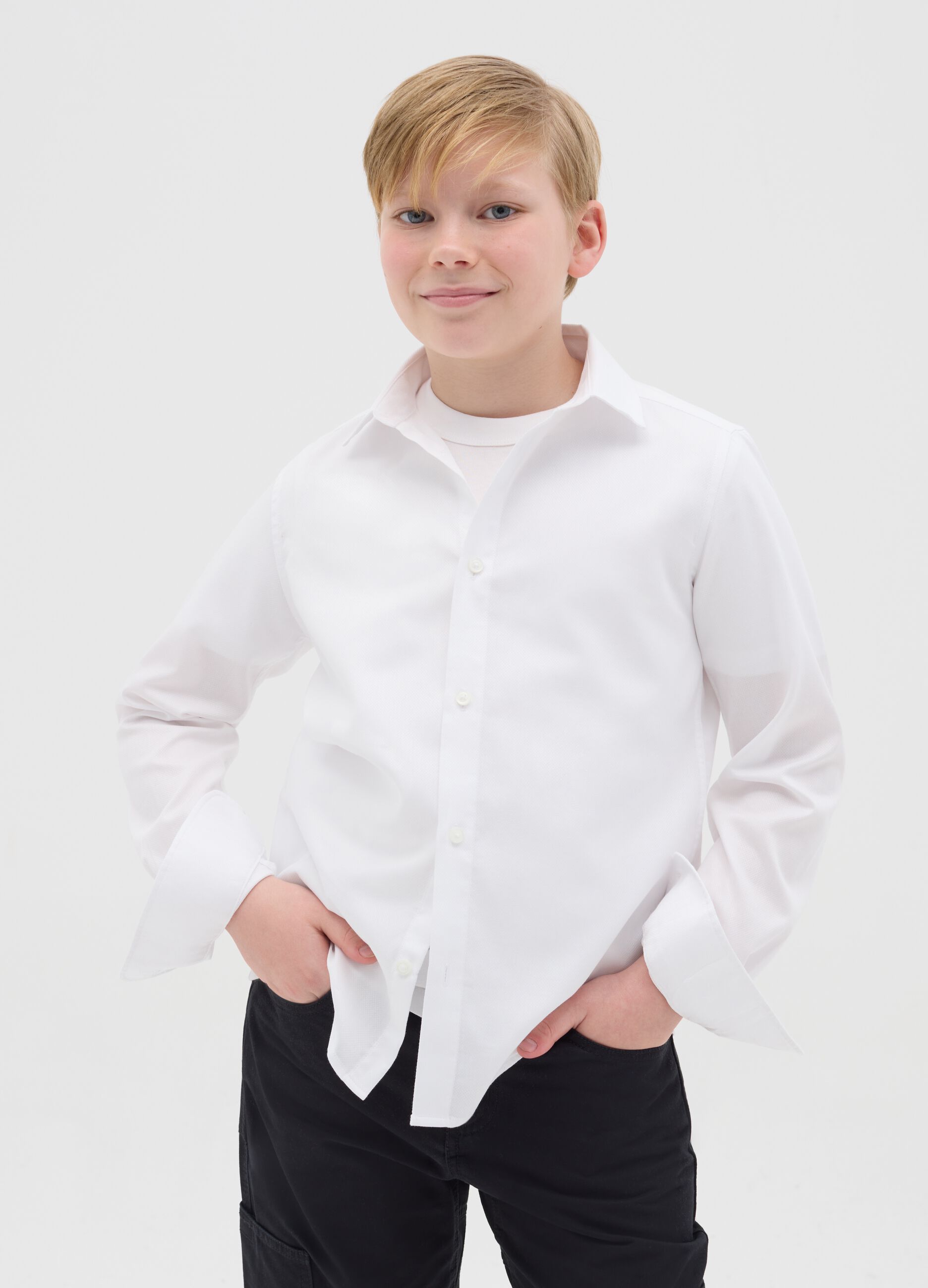 Shirt in solid colour cotton