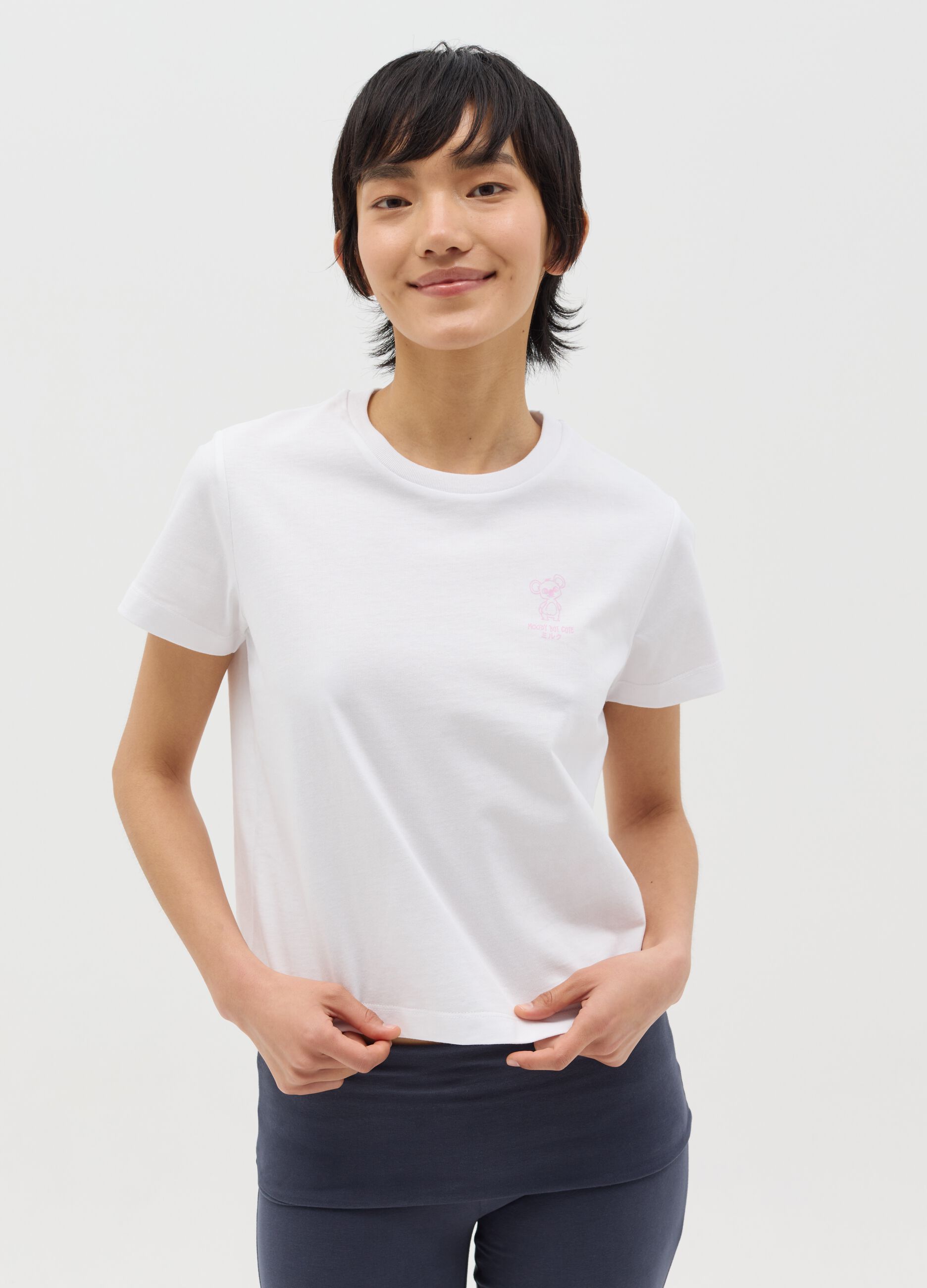 T-shirt boxy fit bianca in cotone