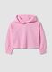 Pink pure cotton hoodie with rhinestones for girls_0