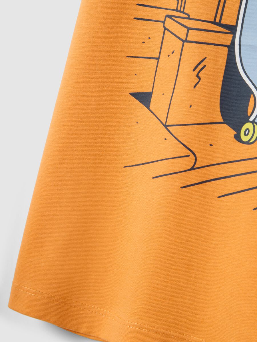 Kids' oversized orange pure cotton T-shirt with print_3