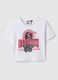 T-shirt in cotone elasticizzato bianca da bambina boxy fit Brooklyn_0