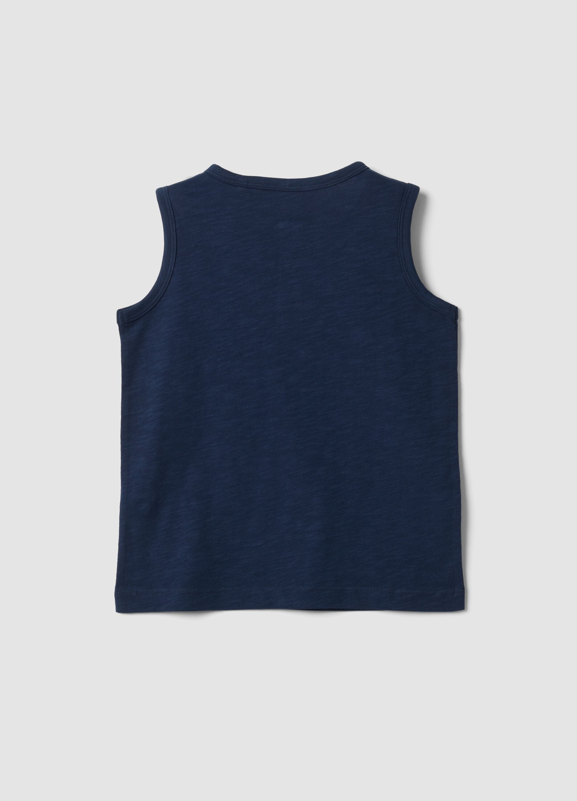 Blue pure cotton vest top with buttons