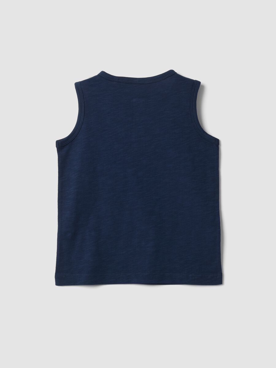 Blue pure cotton vest top with buttons_1