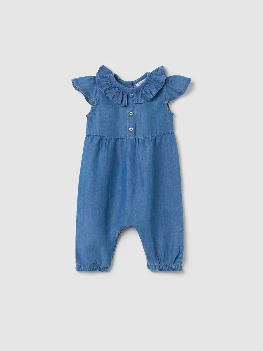 Lyocell bodysuit with frilled collar_0