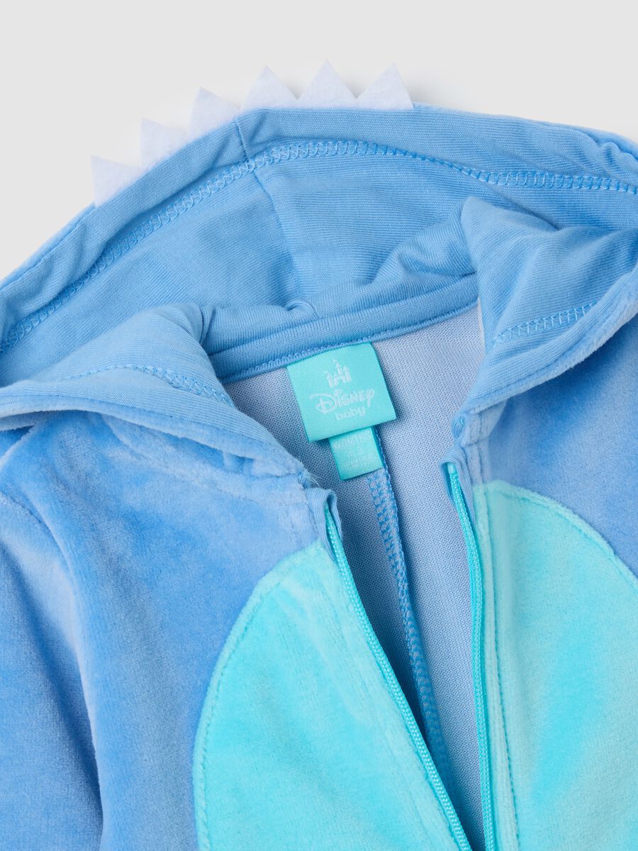 Tutina da neonato in misto cotone azzurra con cappuccio_2
