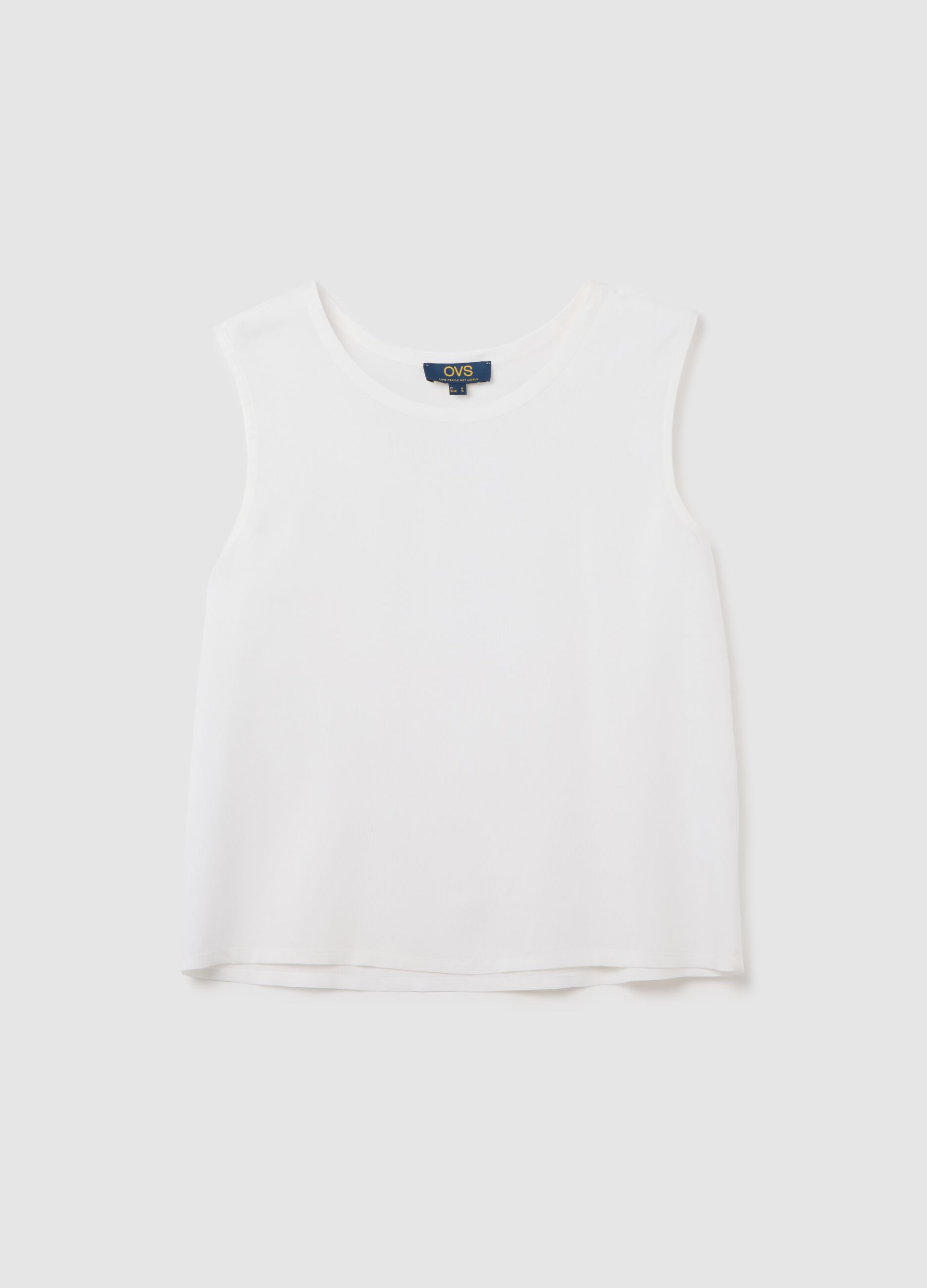 Women's Sleeveless White Viscose T-Shirt, Regular Fit