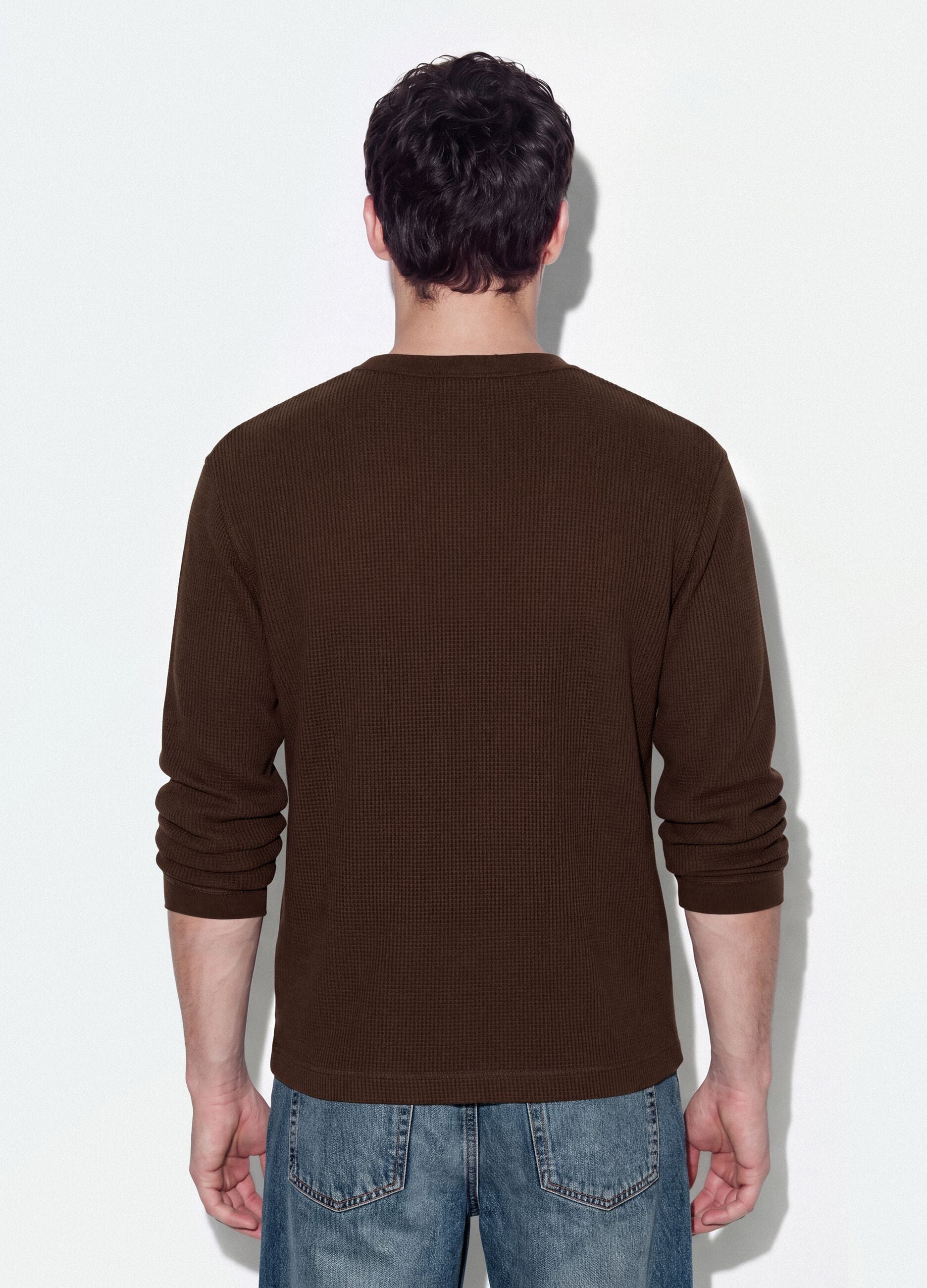 Light brown crew-neck pure cotton oversized jumper