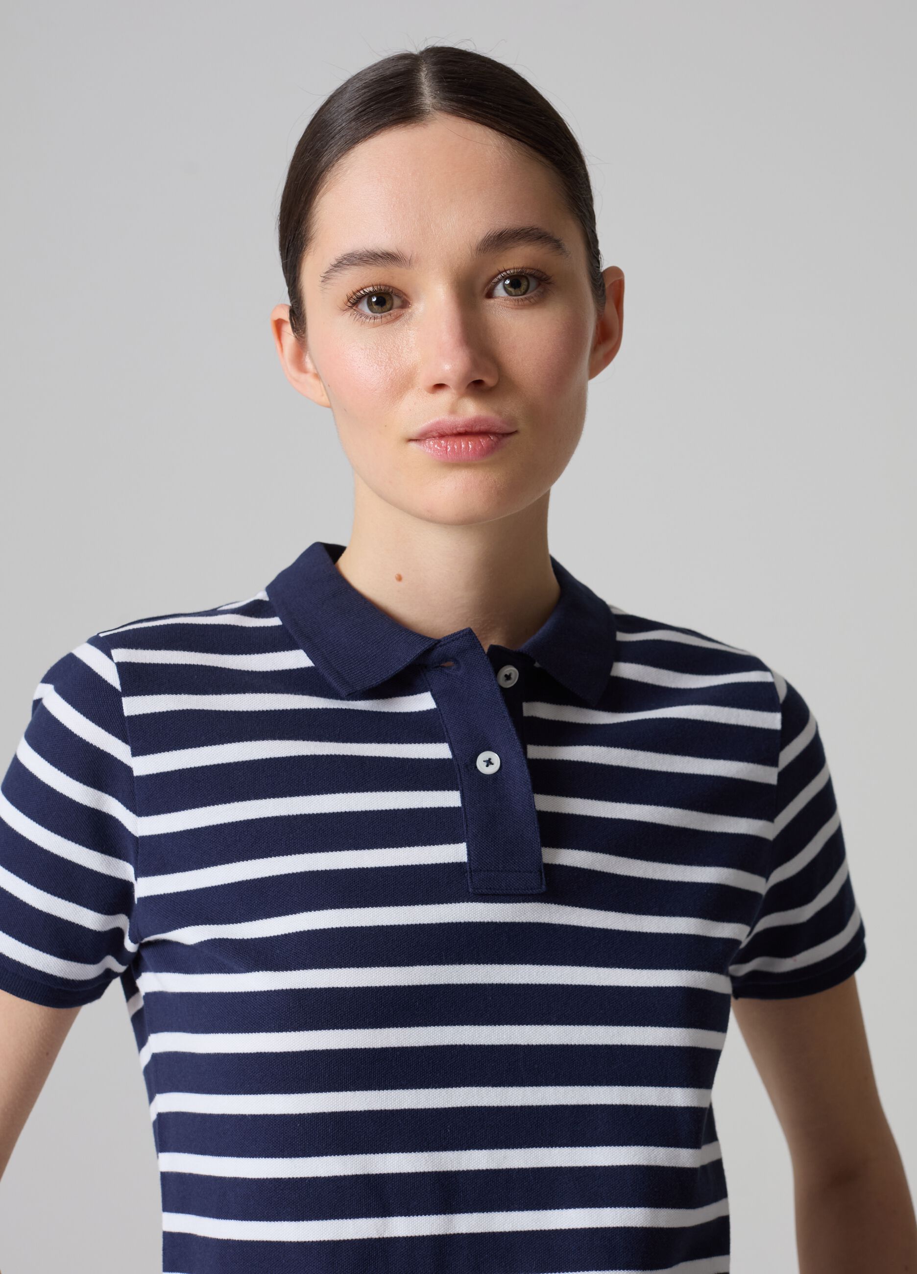 Polo in piquet di cotone bio a righe