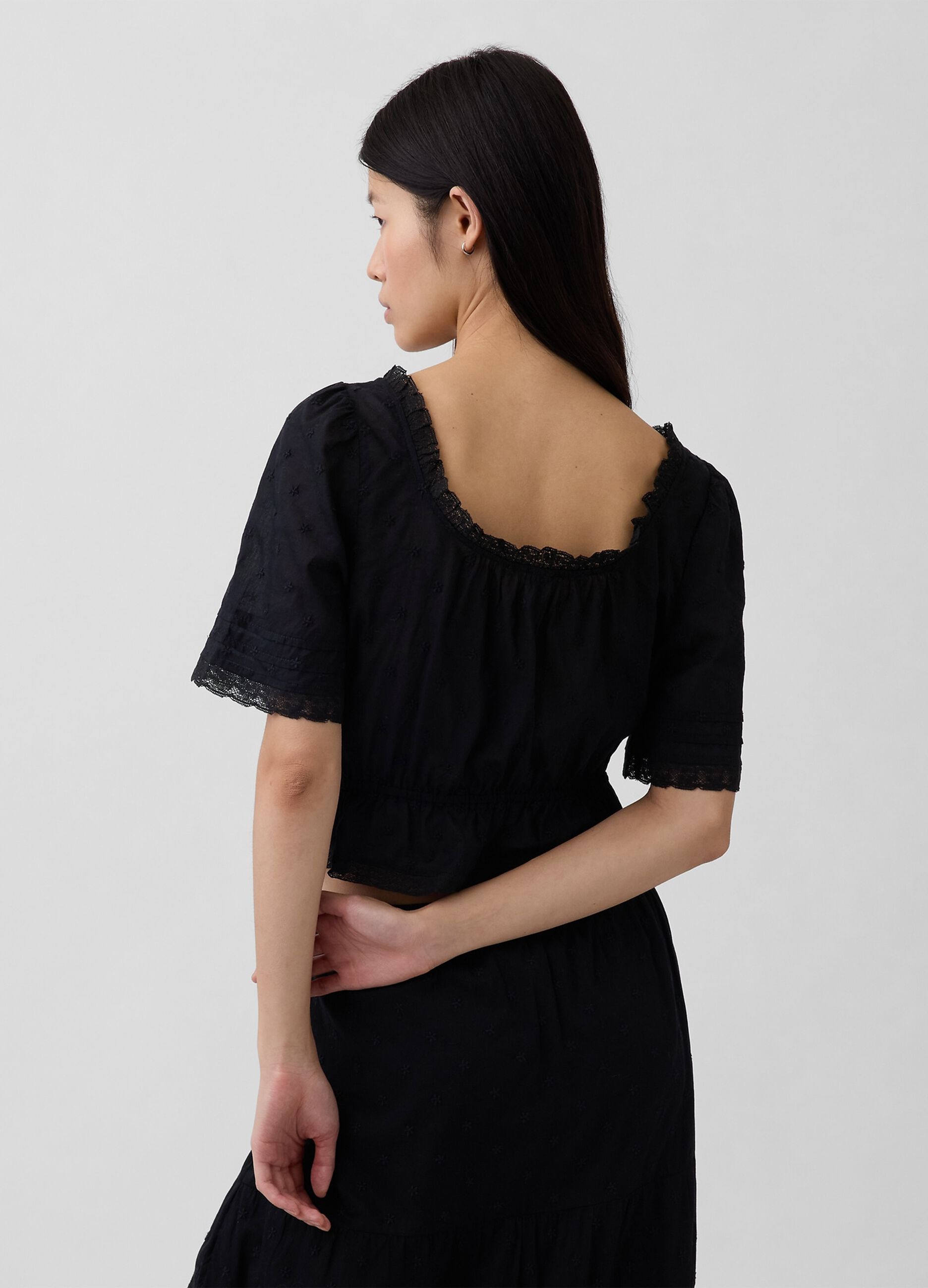 Pure cotton blouse with lace