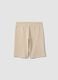 Beige pure cotton jogger shorts for boys with elasticated waist_1