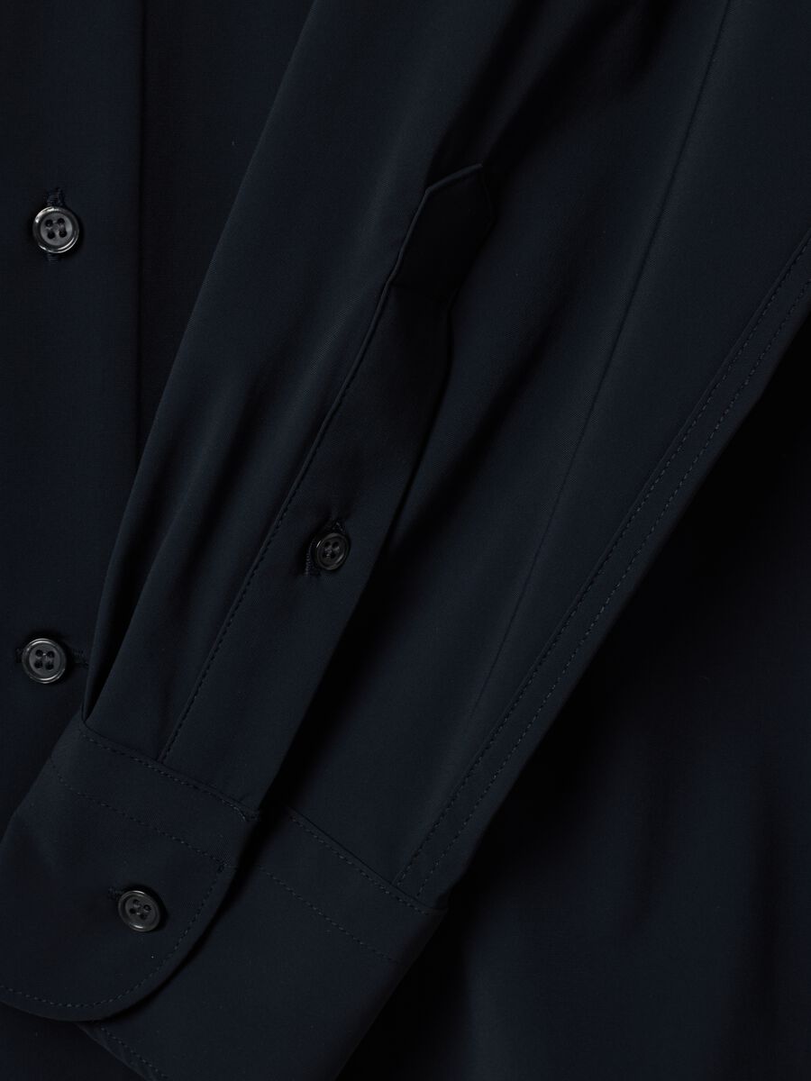 Camicia nera in tessuto elasticizzato traspirante e 4 Way Stretch slim fit_1