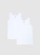 Twin pack of white cotton vests for boys, regular fit_0