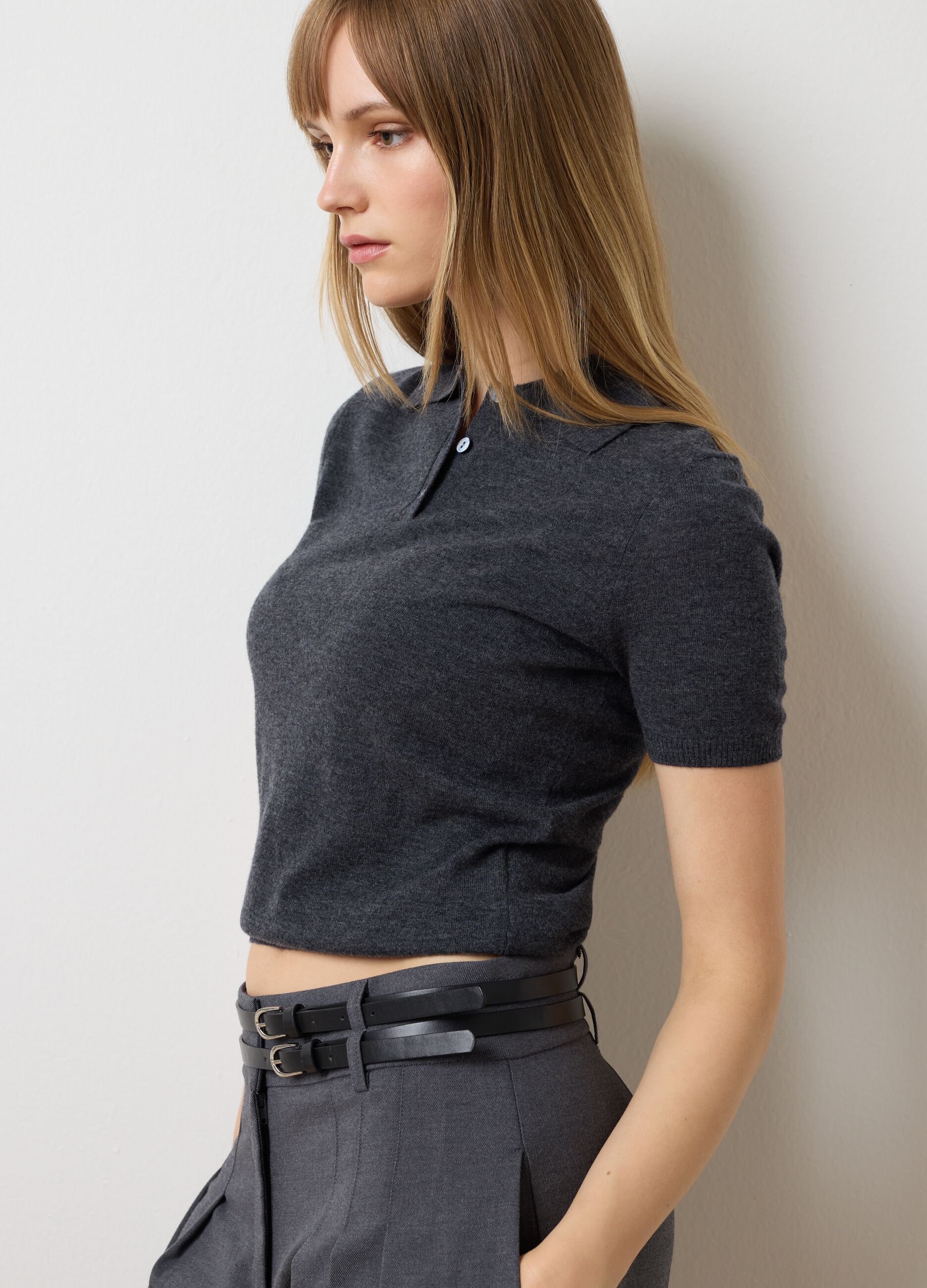Grey pure wool sweater regular fit