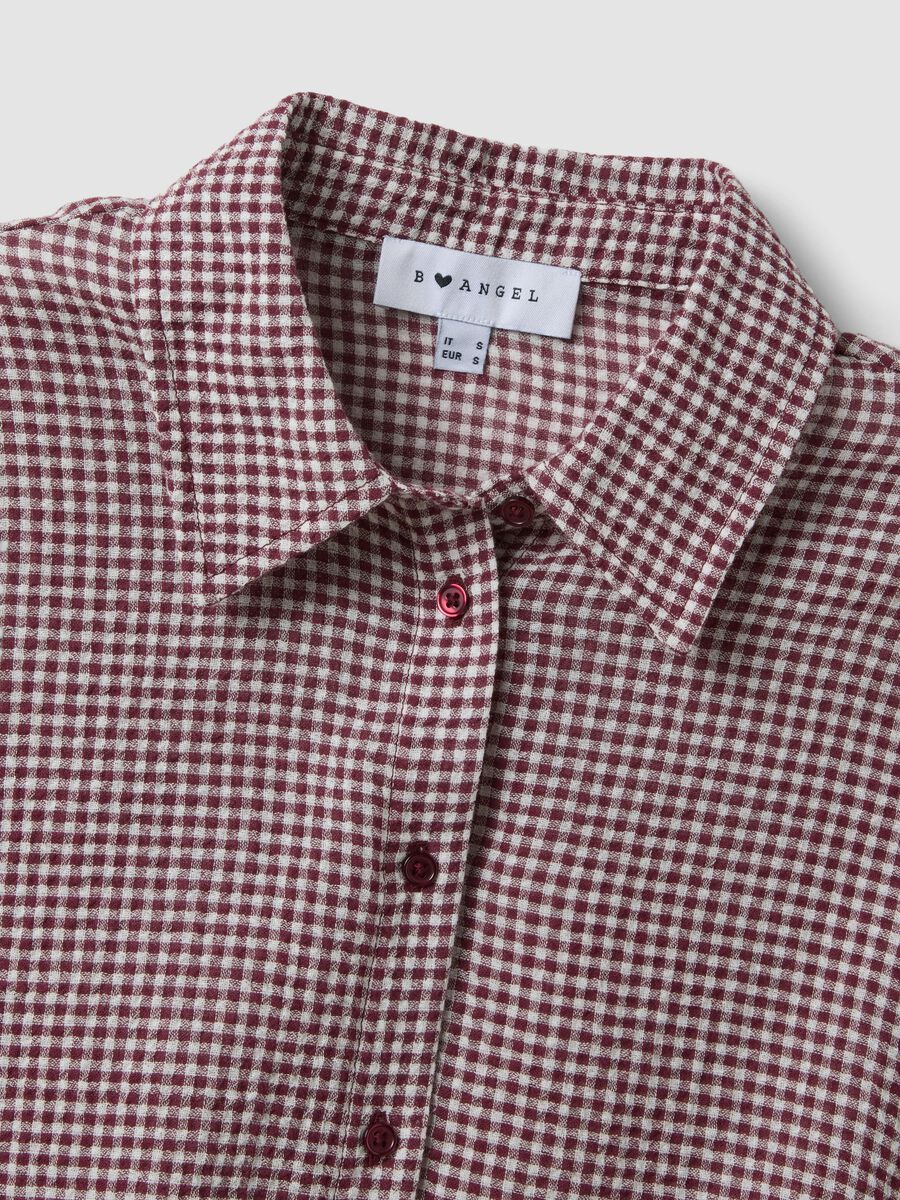 Multicolour gingham crop shirt in stretch cotton_1