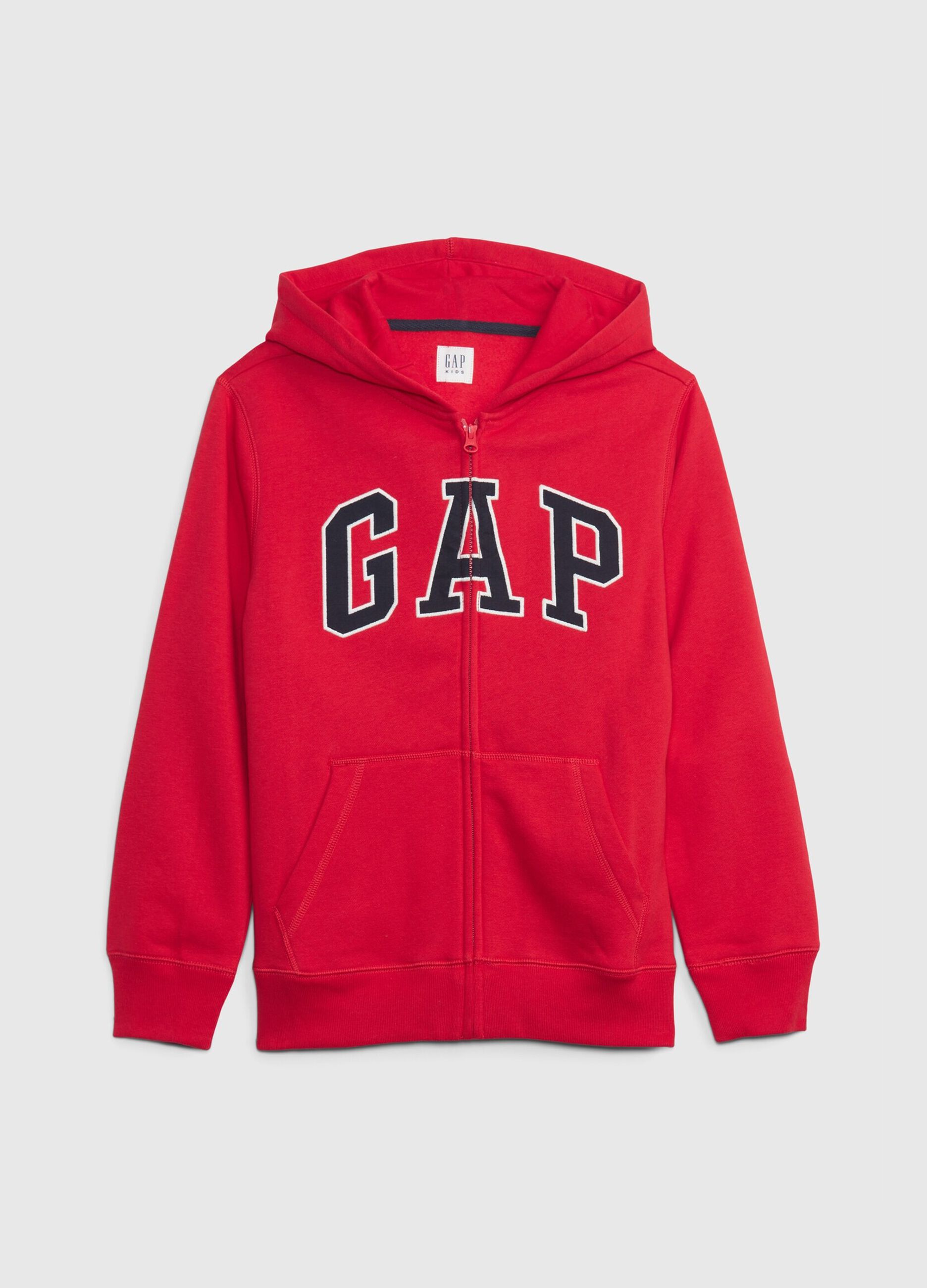 Full-zip fleece sweatshirt with logo embroidery