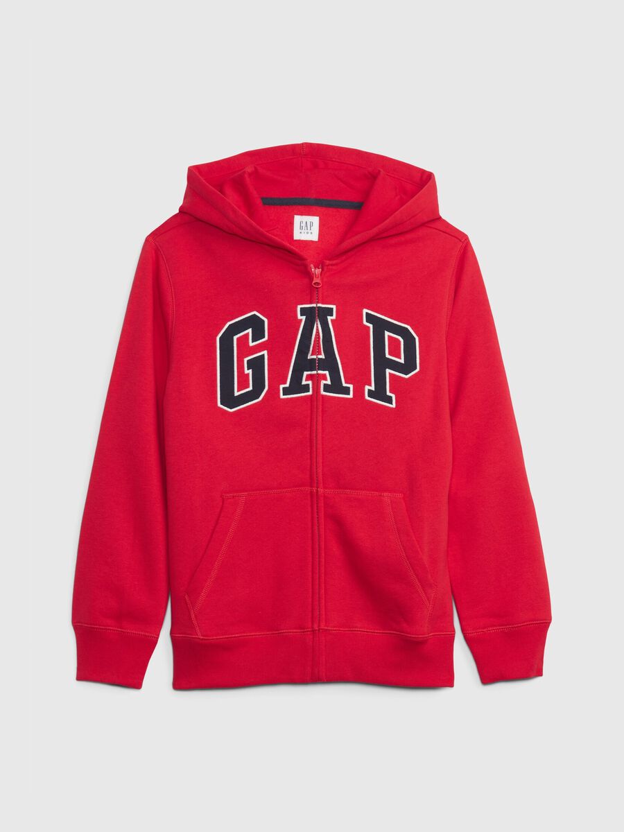 Full-zip fleece sweatshirt with logo embroidery_0