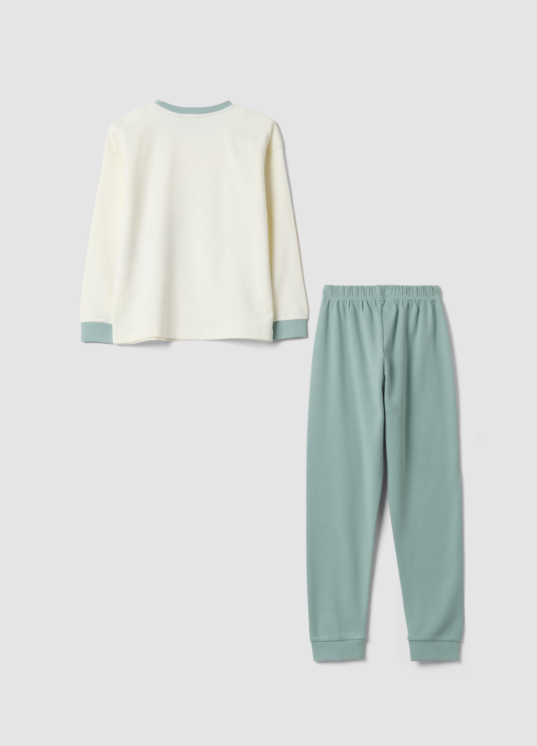 Light blue pure organic cotton crew-neck pyjamas