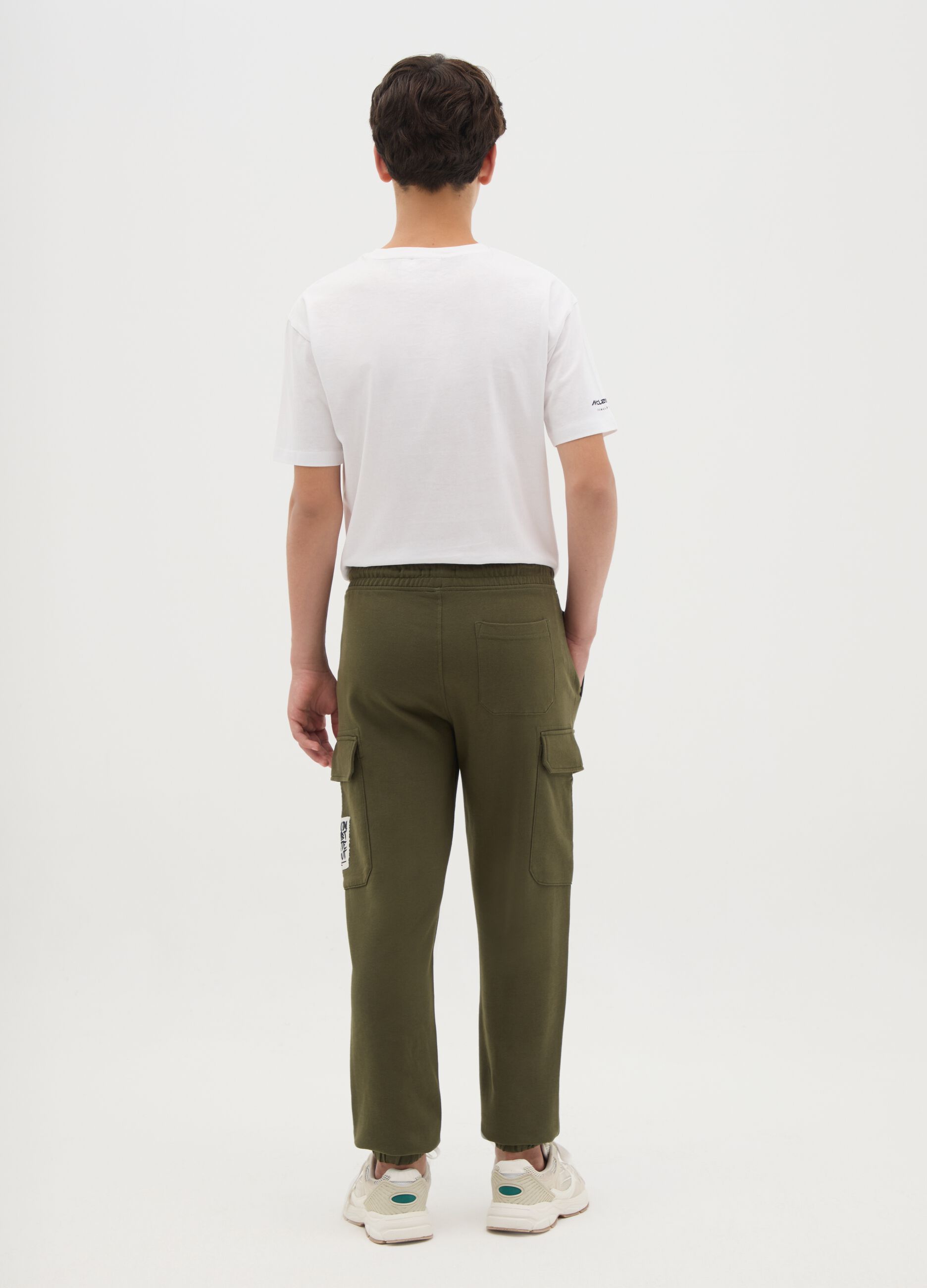 Cargo joggers in cotton with drawstring