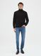 Blue denim skinny fit cotton blend jeans_0