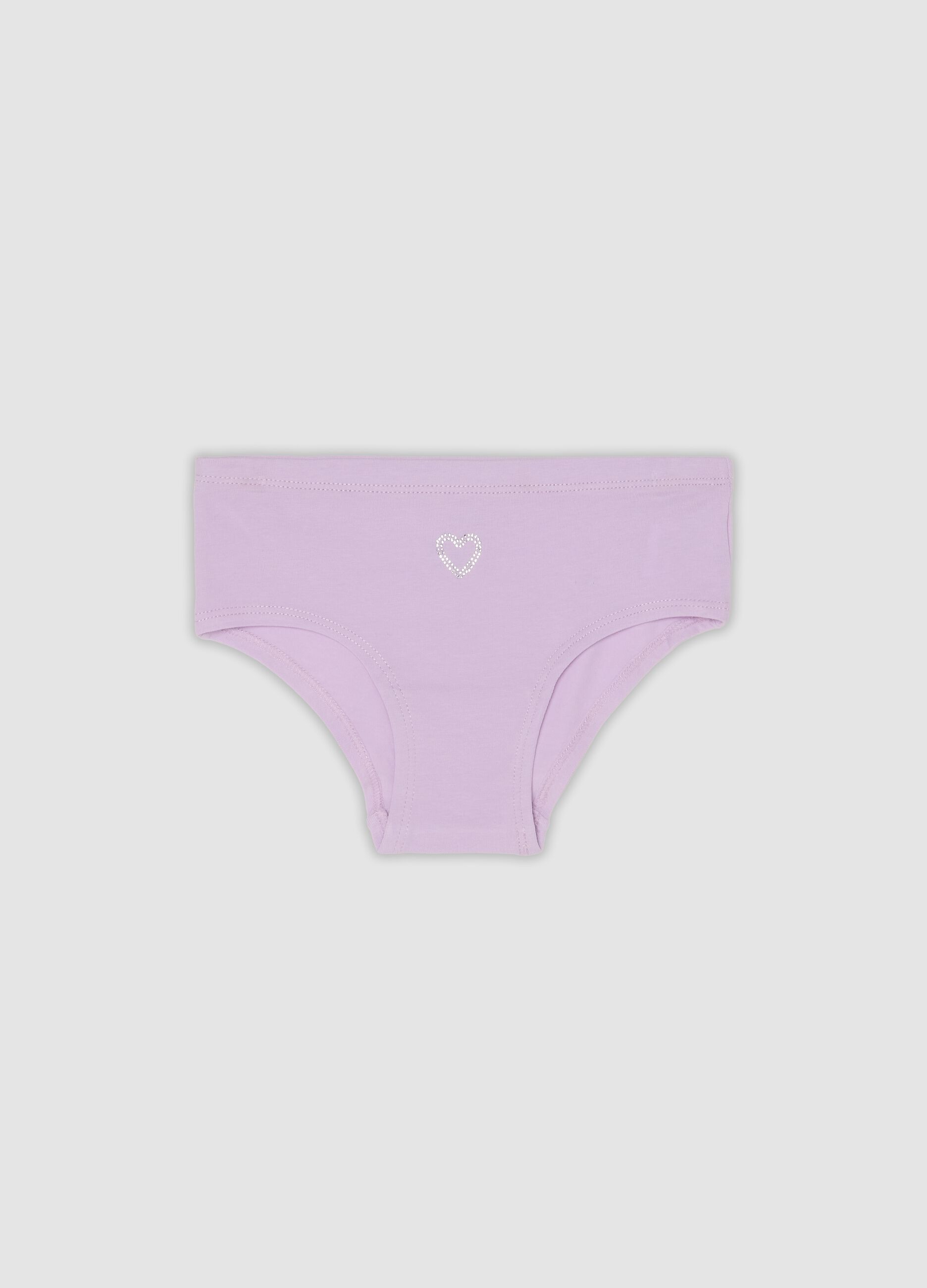 Girls&rsquo; purple stretch organic cotton briefs with star detail