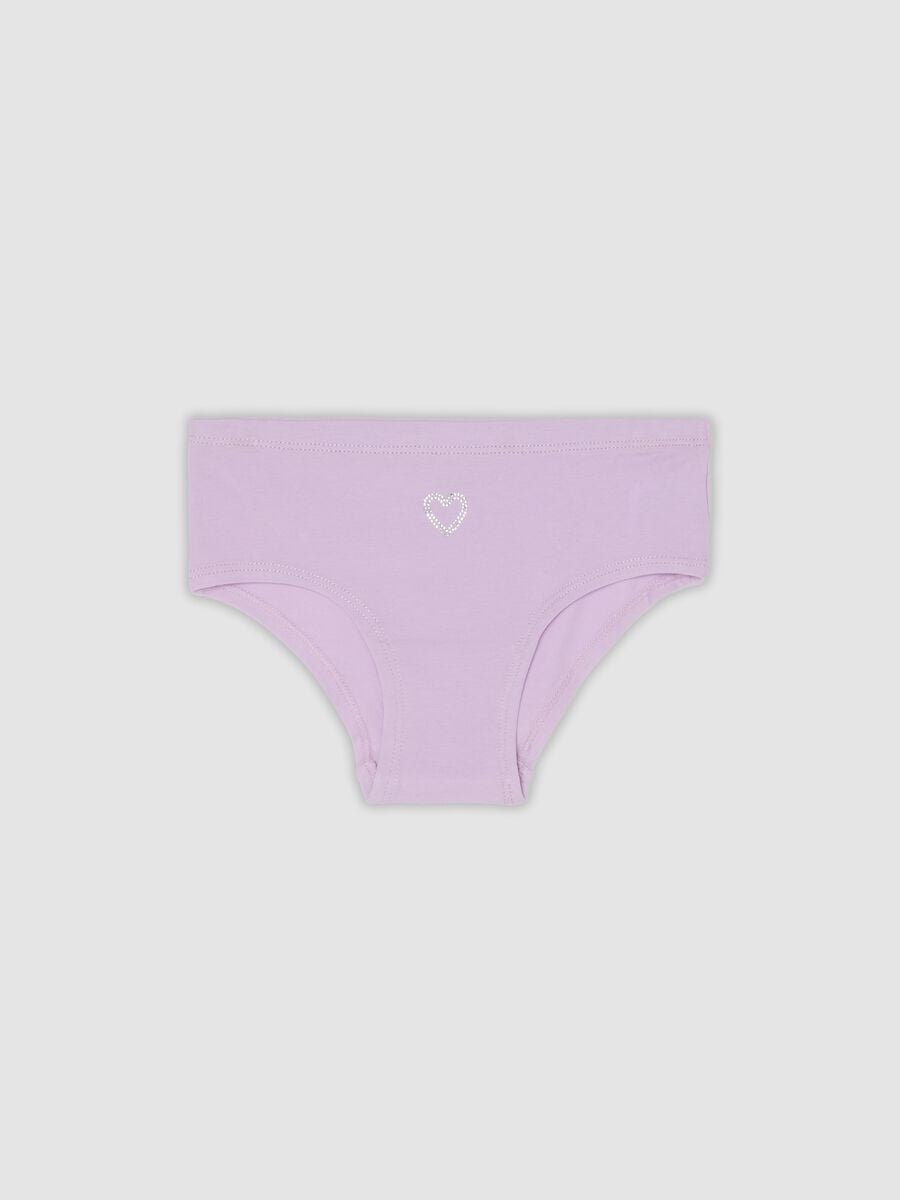 Girls&rsquo; purple stretch organic cotton briefs with star detail_0