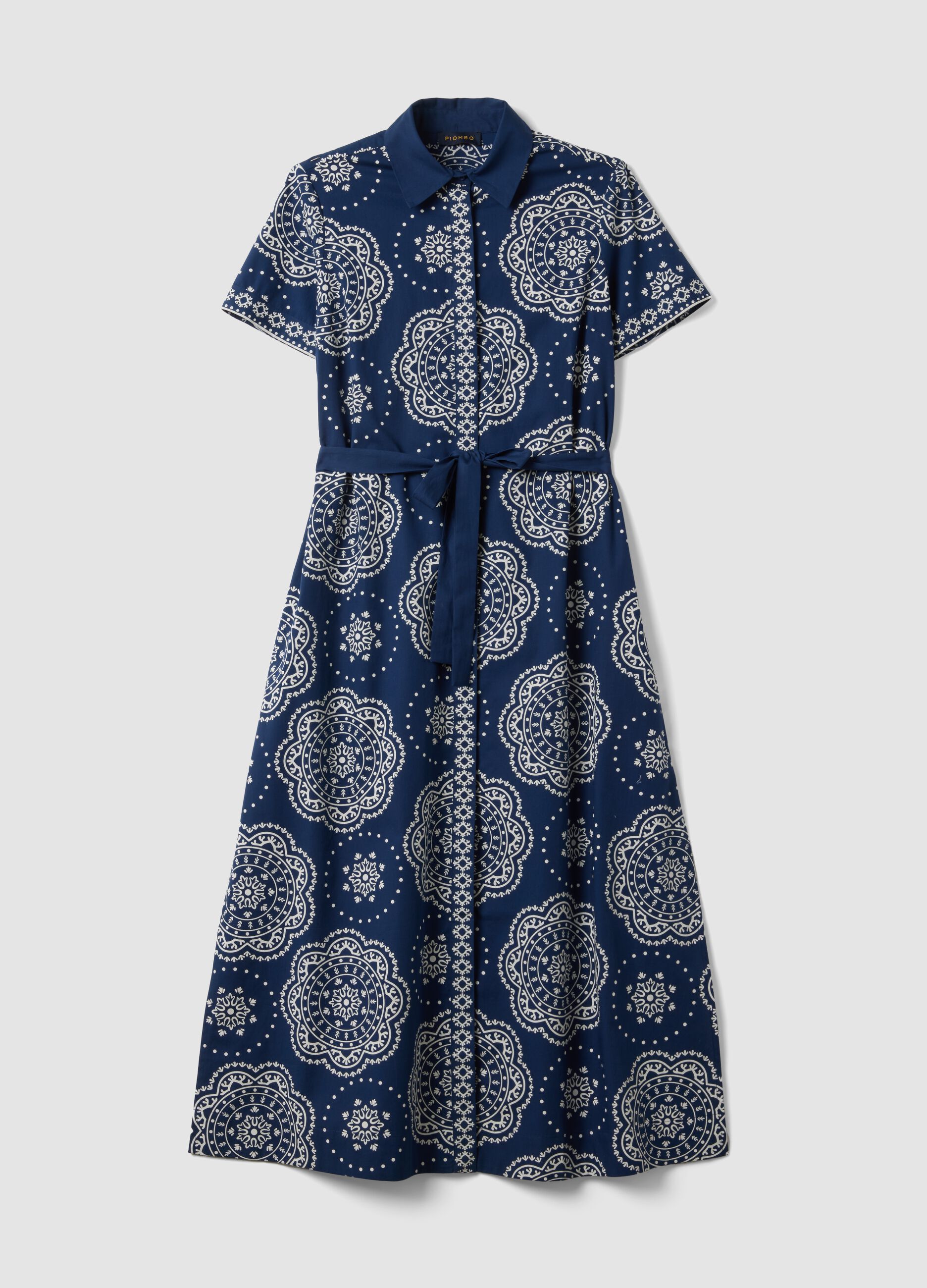Blue pure cotton shirt dress
