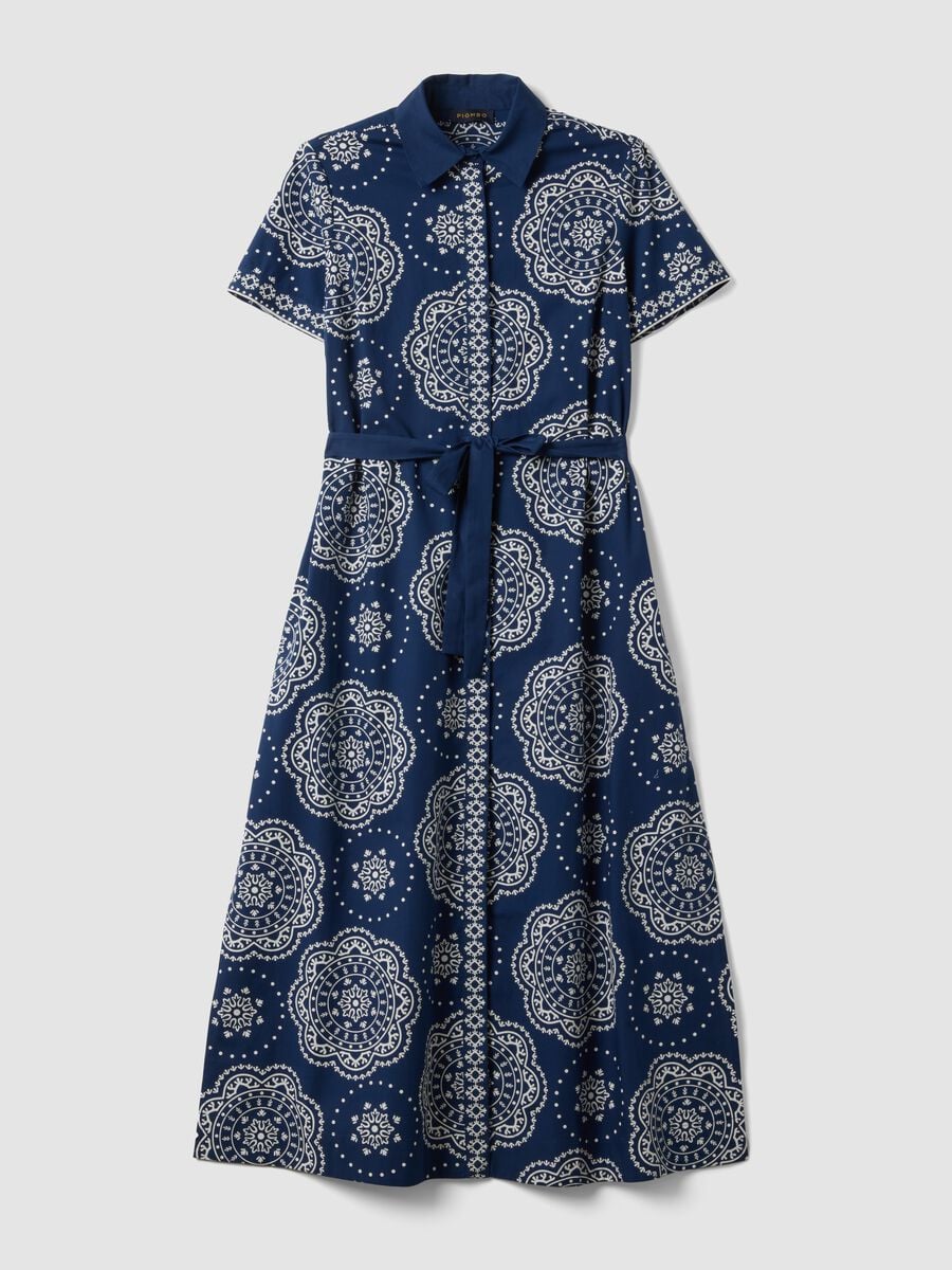 Blue pure cotton shirt dress_4