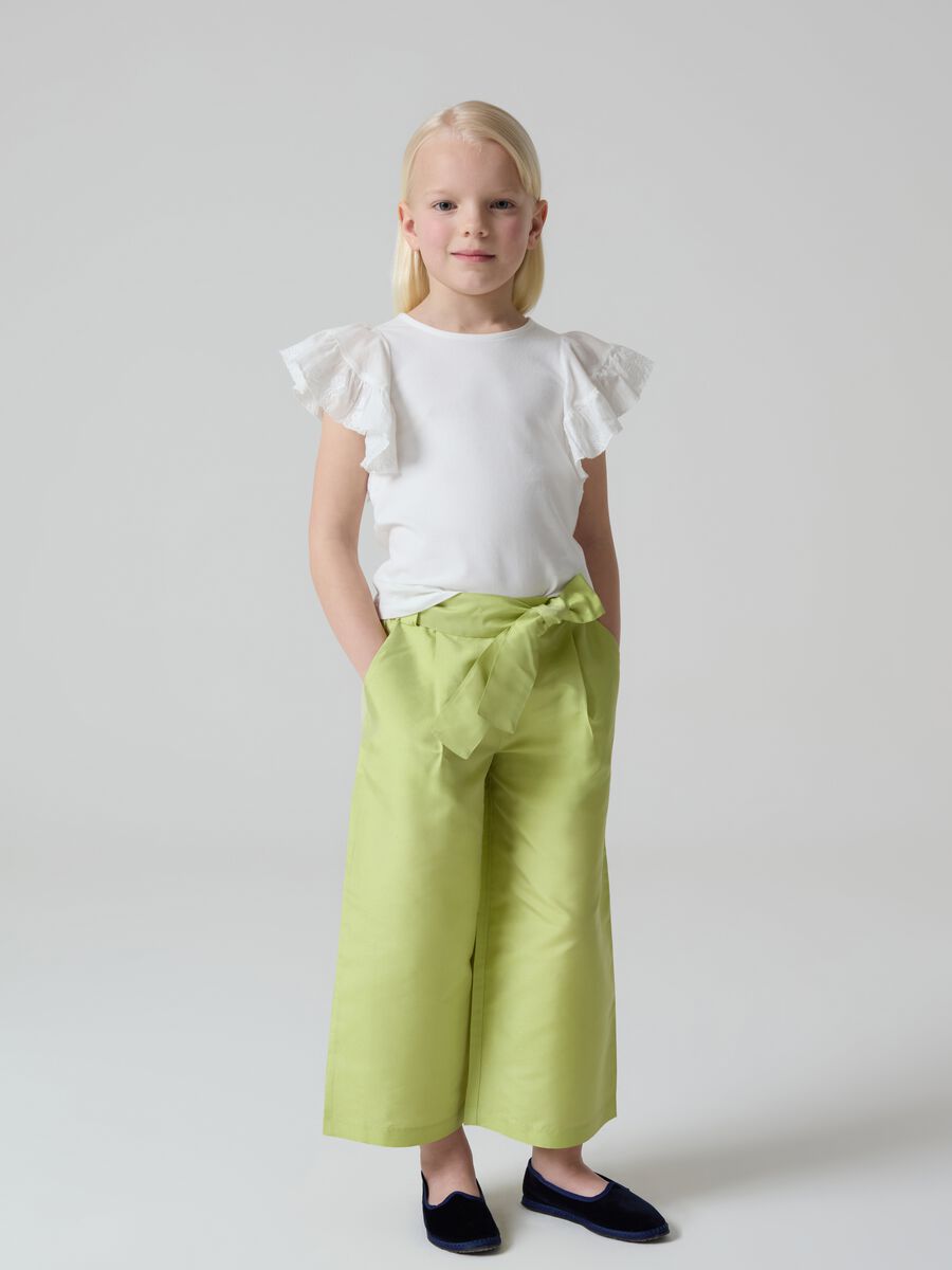 Taffeta trousers with lurex embroidery_0