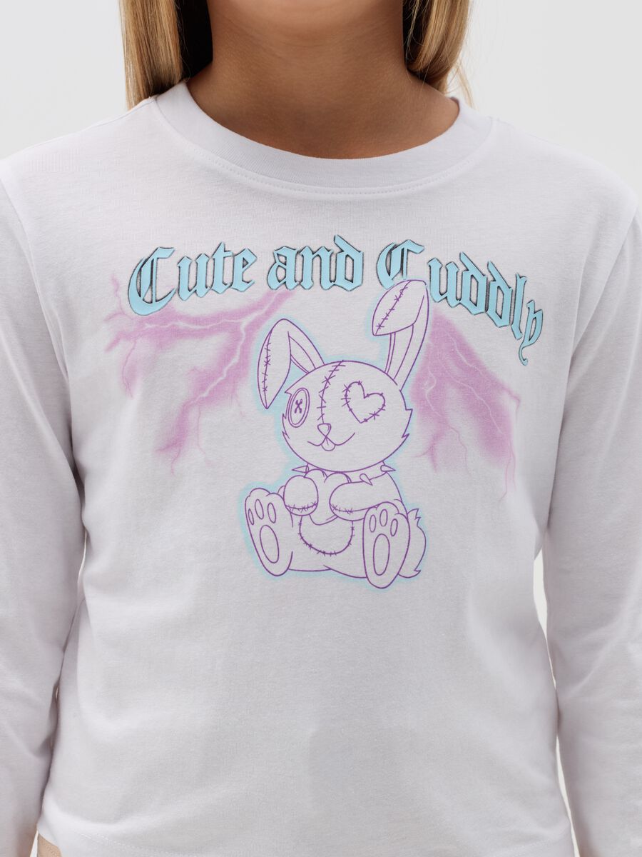 Crop T-shirt with long sleeves and print_1