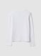 T-shirt bianca in cotone organico e viscosa elasticizzato con collo a costine per ragazza_6