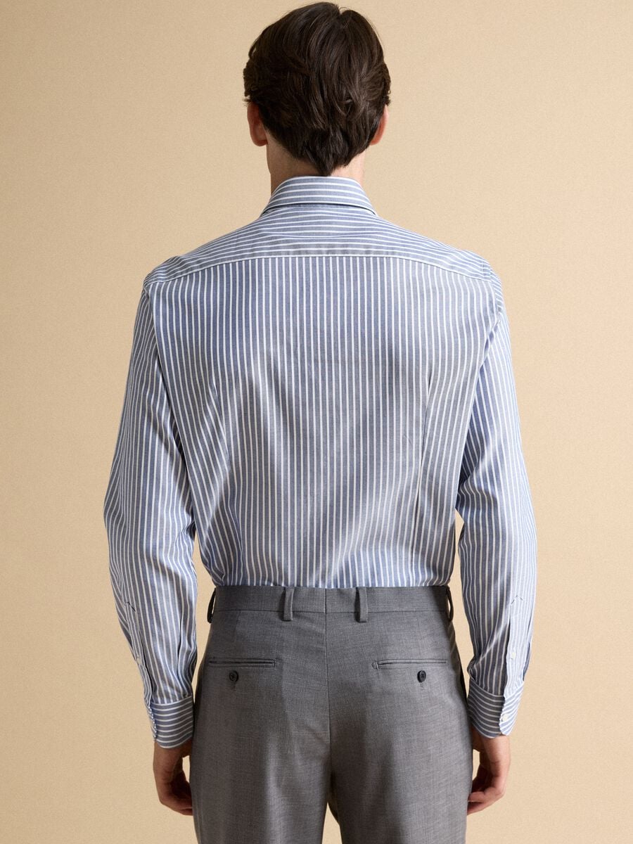 Camicia oxford bianca in puro cotone a righe slim fit_3