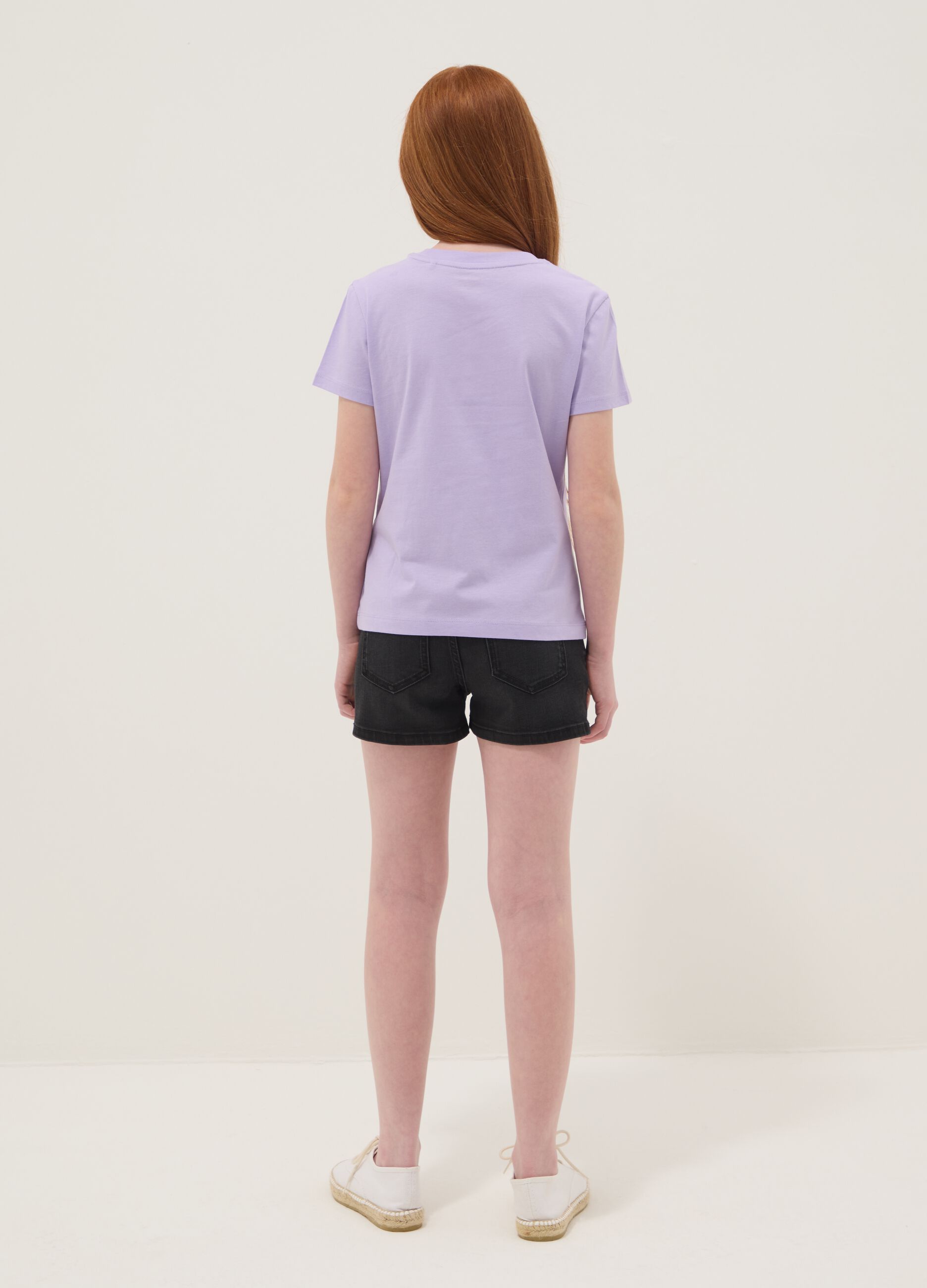 Shorts denim neri in misto cotone elasticizzato da ragazza slim fit