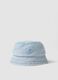 Cappello denim azzurro in cotone elasticizzato da bimbo con ricamo_0