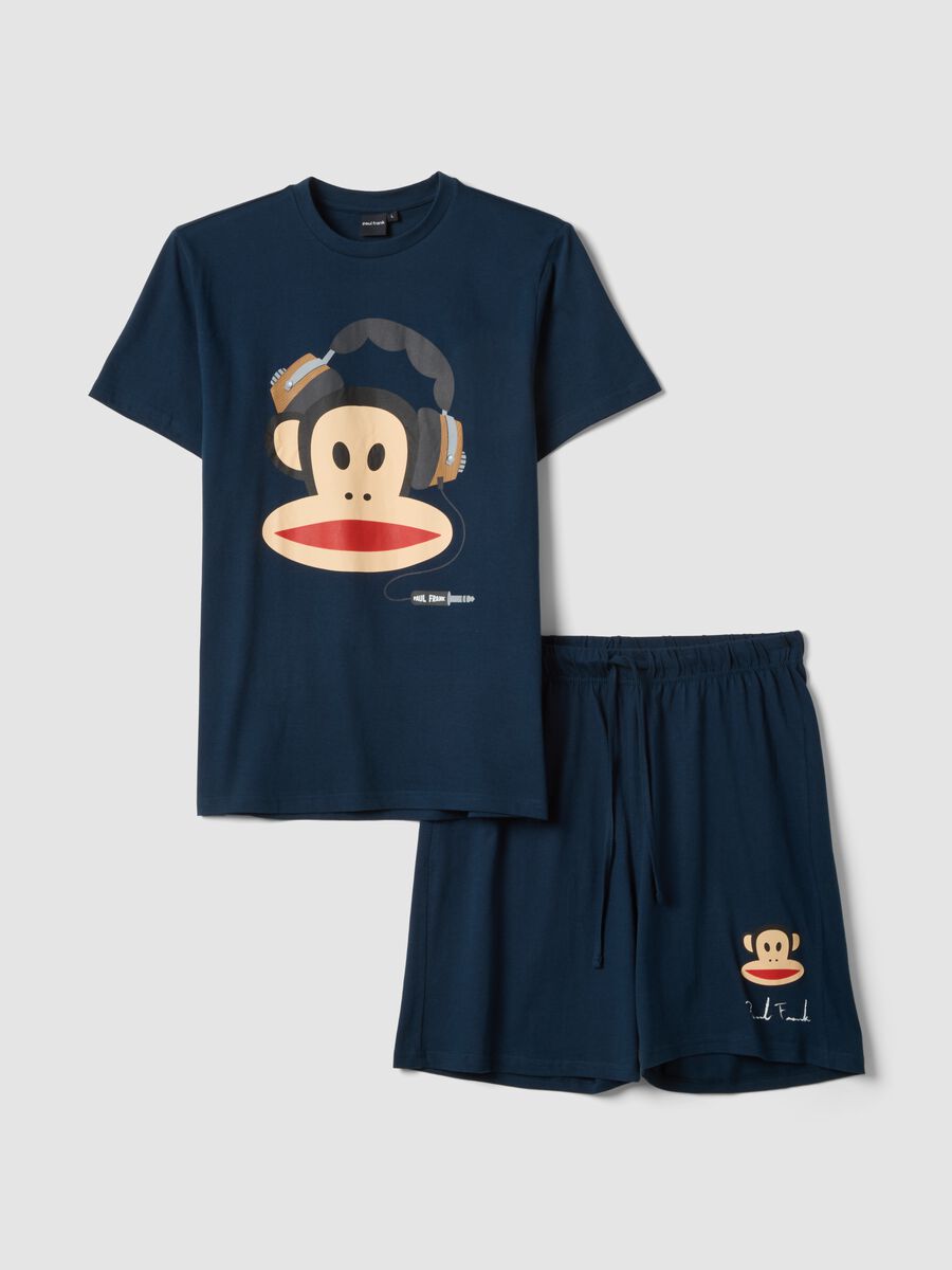 Set pigiama corto blu in puro cotone con stampa Paul Frank regular fit_0
