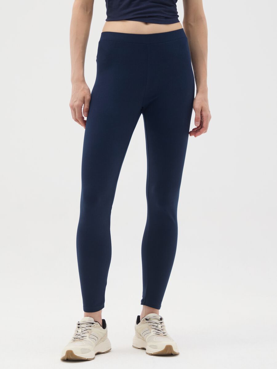 Leggings in cotone elasticizzato blu skinny_1