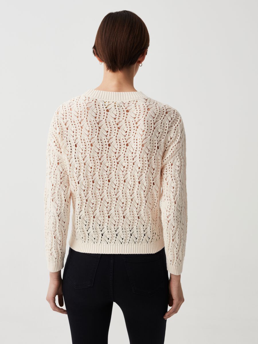 Crochet pullover with openwork design_2