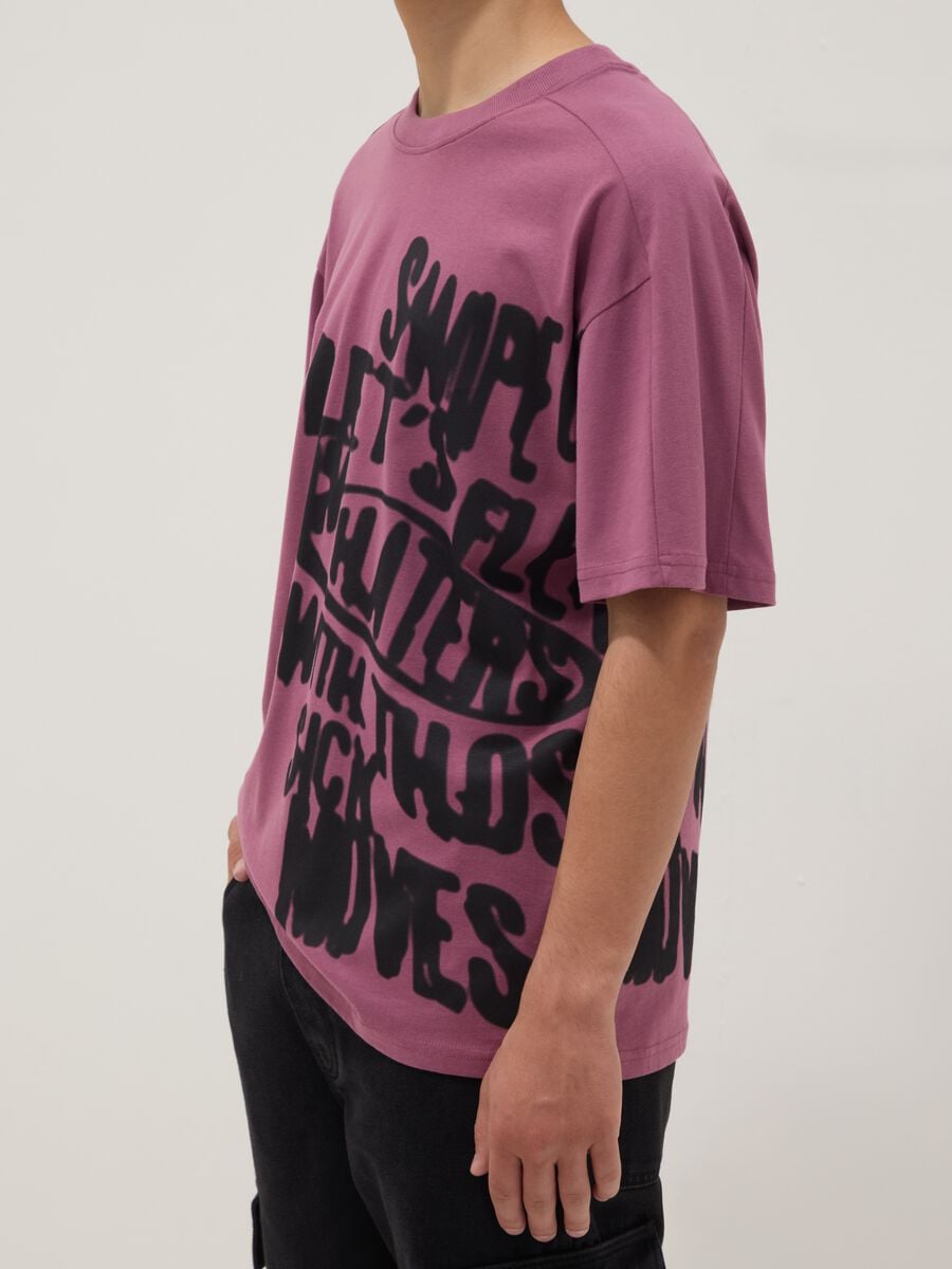 Purple pure cotton boys&rsquo; oversized T-shirt with print_2