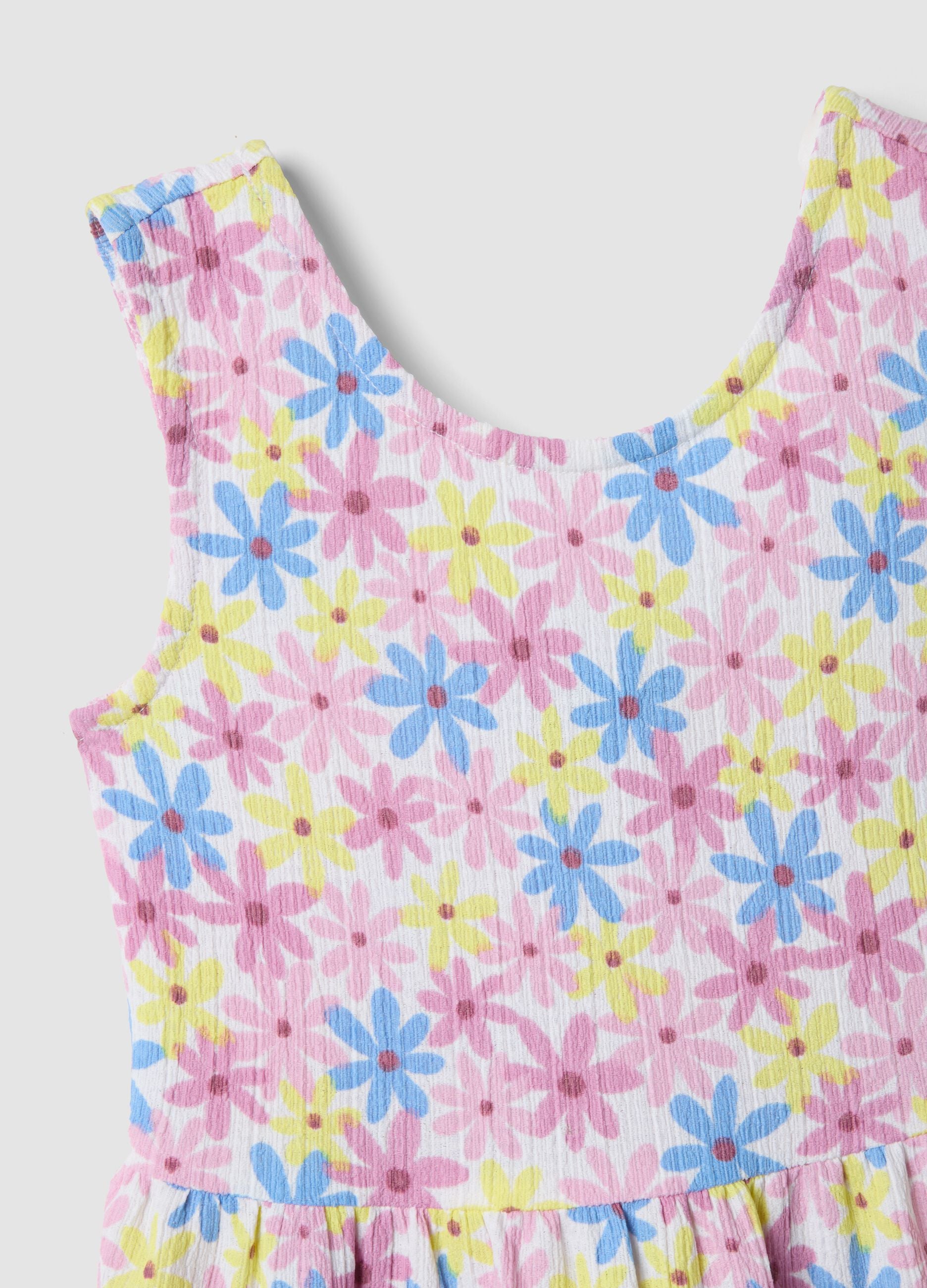 Multicoloured floral midi dress in stretch fabric