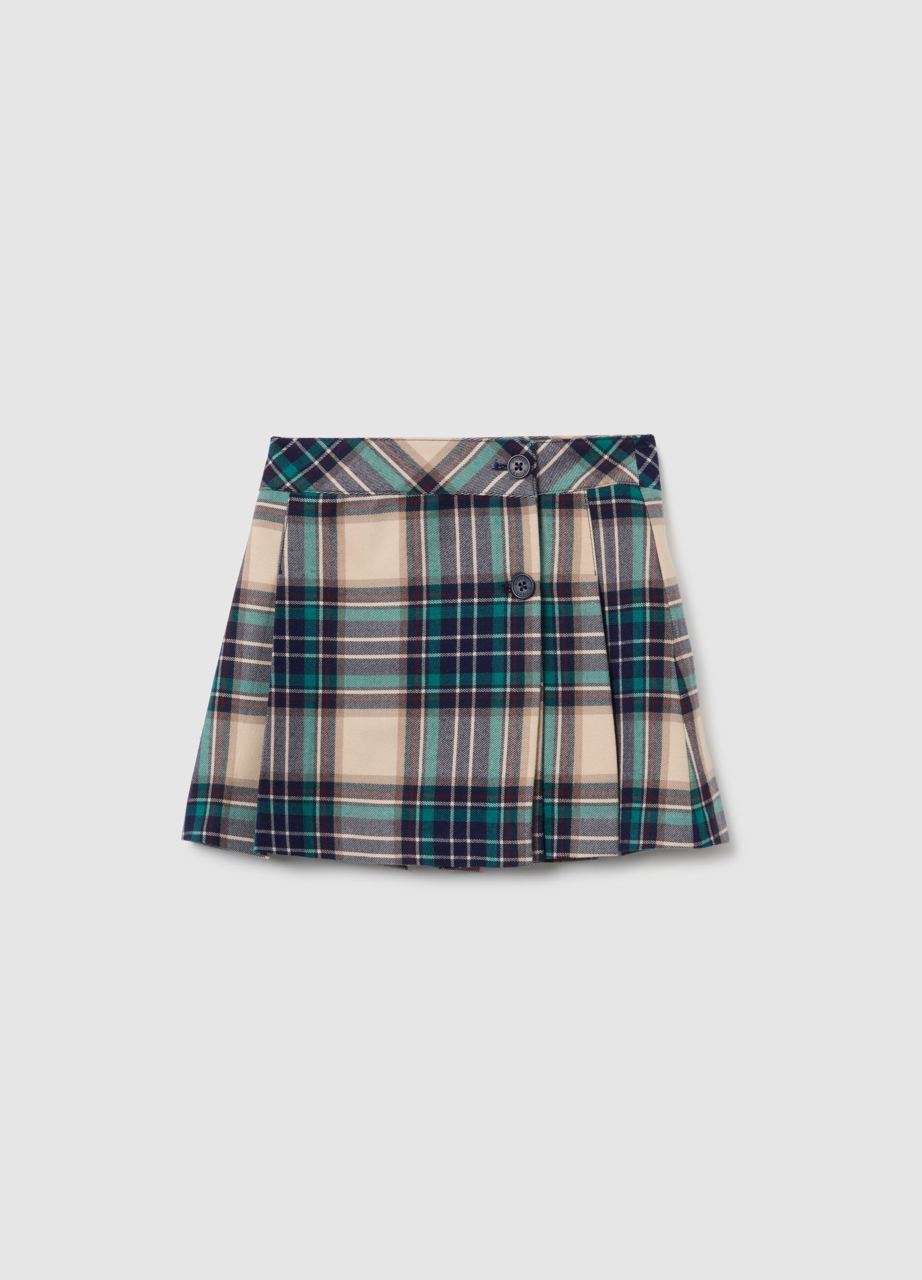 Girls' multicolour check skirt in stretchy flannel