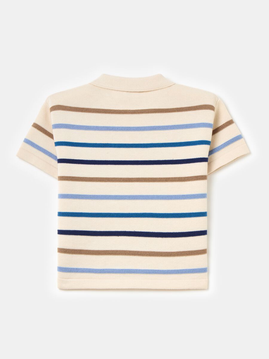 Knitted polo shirt with raised stripes_1