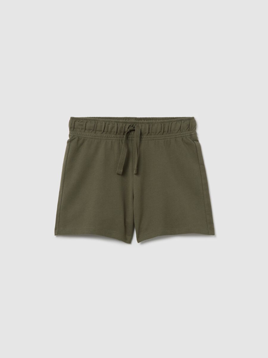 Shorts verdi in cotone con coulisse_3