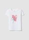 White regular fit pure cotton t-shirt with print for girls_0