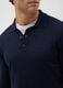 Blue long-sleeve polo in cotton and silk blend regular fit_3